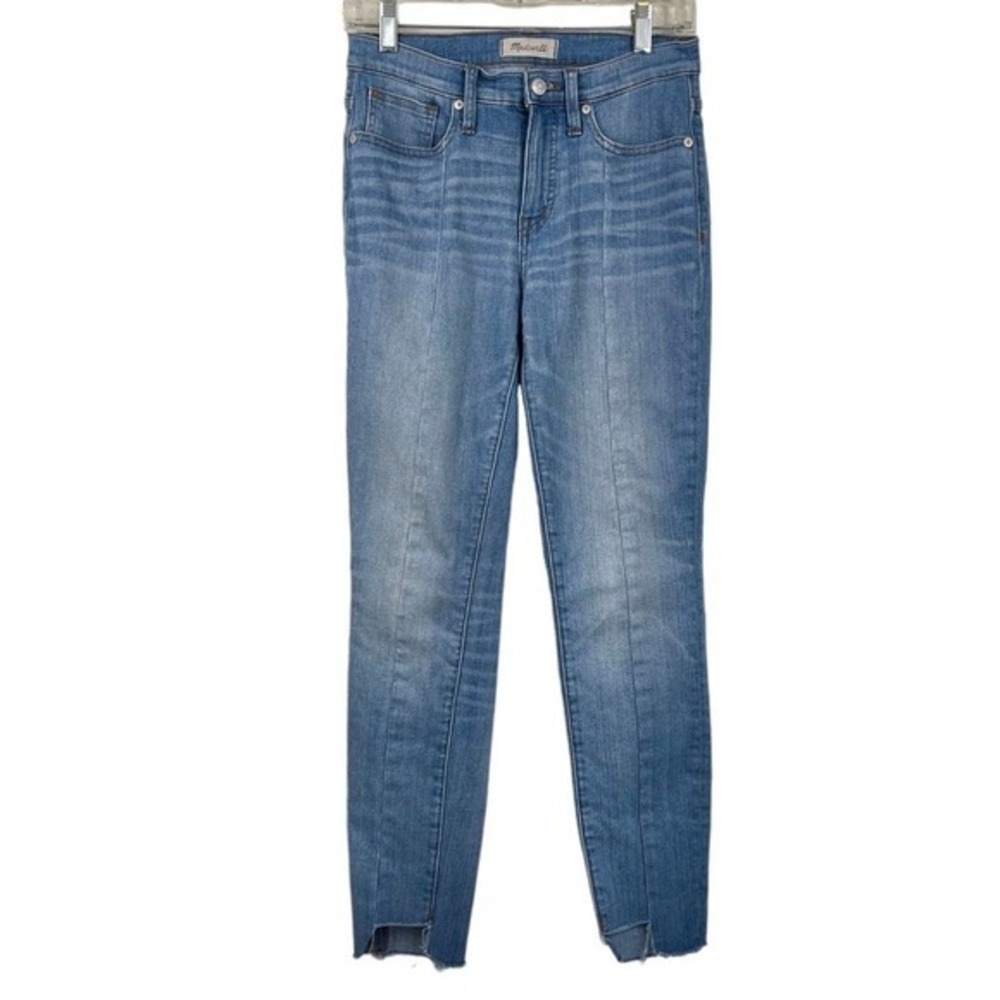 Madewell High-Rise Skinny Jeans 26 Pintuck Seam Raw Step Hem Blue Wash